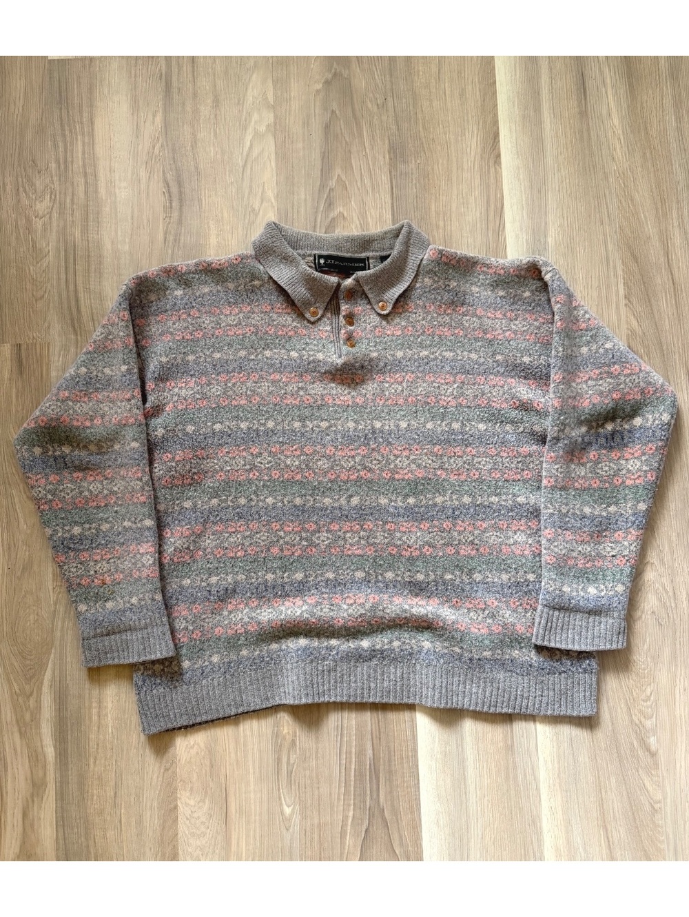 Vintage Lambswool JJ Farmer Striped Polo Sweater